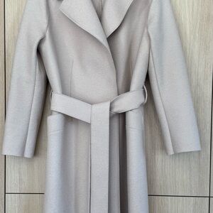 Harris Wharf London Womens Belted Long Wool-Blend Coat - Cream